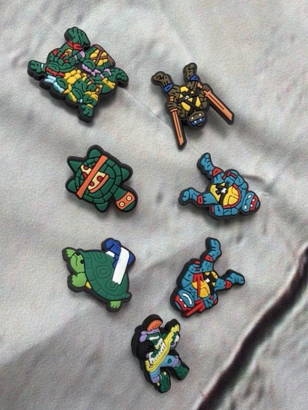Teenage Mutant Ninja Turtles Kids Shoe Charms - Green & Blue Turtle Set of 7